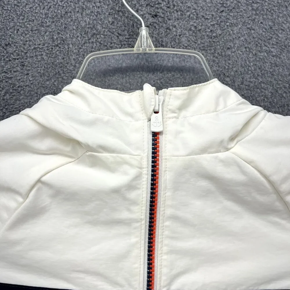 Lands End Kids Jacket Medium 5-6 White Full‎ Zip Hooded Pockets Lightweight